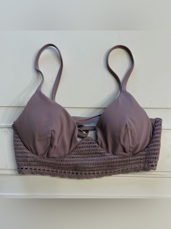 Shade & Shore Other - Shade & Shore Women’s Sz 34C Pink Purple Crochet Underwire Swimsuit Bikini Top